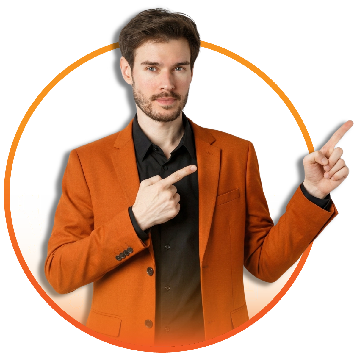 Fiery orange upward growth explosion representing business success